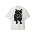 Unisex vintage T-shirt White ink direct-injection rivets