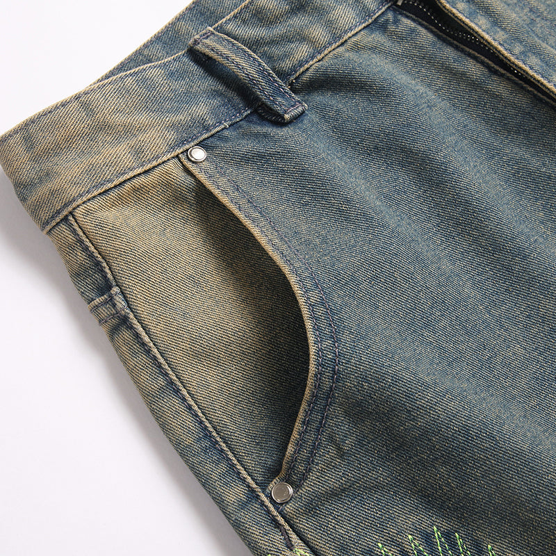 Mens Fashion Jeans Damaging embroidery 5717# Pure cotton high quality