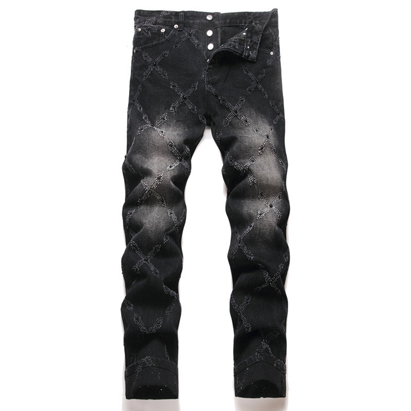 Mens Fashion Jeans Chain embroidery S8261# Pure cotton high quality