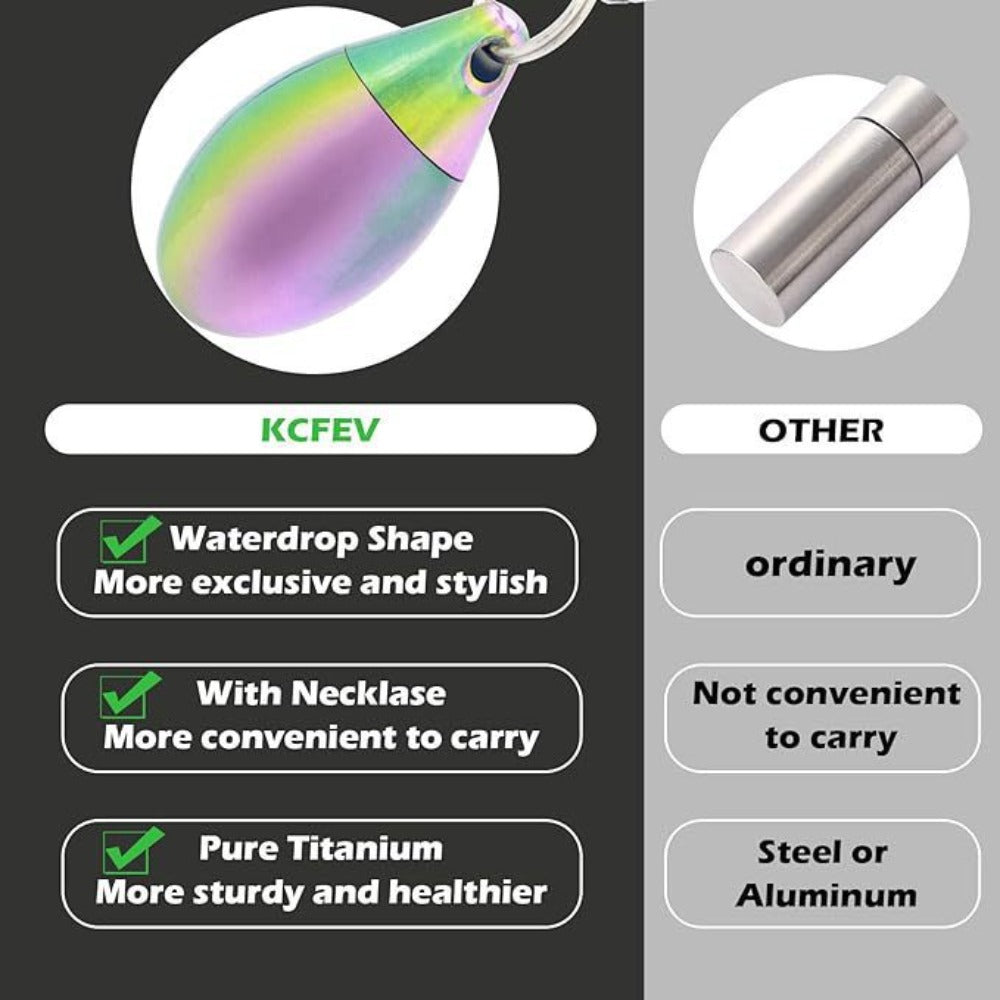 Pet Urn Pure Titanium Water Drop Bottle Waterproof Sealed Pendant Burnt Blue Modern Simple Storage Bottle Ashes Storage Jar