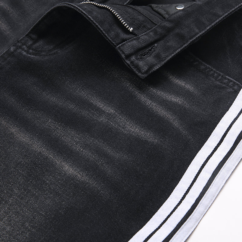 Mens Fashion Jeans White stripes 5725# Pure cotton high quality