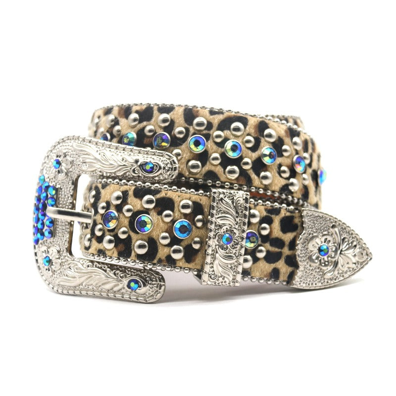 Hip-hop punk rhinestone belt punk style
