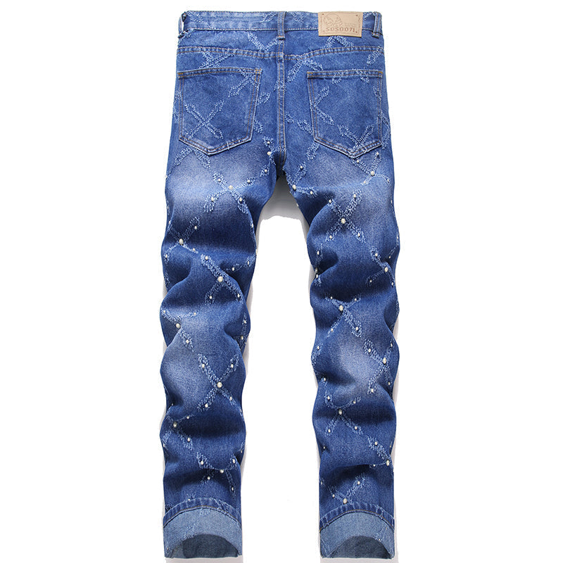 Mens Fashion Jeans Chain embroidery S8261# Pure cotton high quality