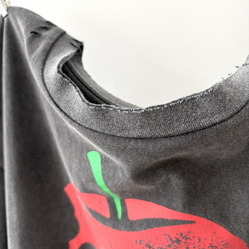 Unisex Vintage T Shirts CHOOOSELF 26SS I Am A Dangerous Temptation Limited Edition â€?Heavyweight, Washed, Distressed Streetwear T-Shirt (Boxy/Cropped Punk Style)