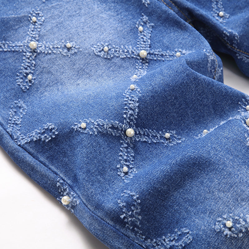 Mens Fashion Jeans Chain embroidery S8261# Pure cotton high quality