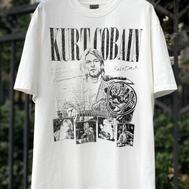 Unisex Vintage T Shirts White Ink Direct-to-Garment Printing â€?High-Street Retro Style