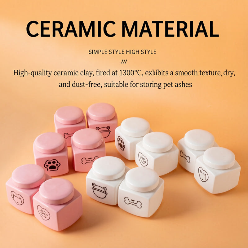 Pet Urn Ceramic Urn Dog Cat Ceramic Pet Memorial Jar Funeral Supplies Sealed Lid Bone Jar