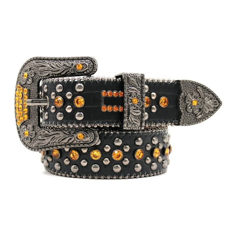 Hip-hop punk rhinestone belt punkloose