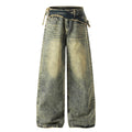 American-style streetwear harem pants Raw Distressed Waistband Detail