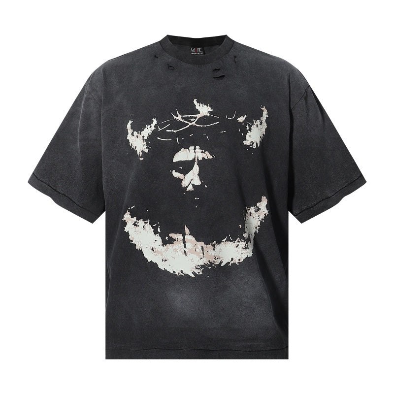 Saint Michael T Shirts Worn Texture Crown of Thorns Distressed Portrait Art