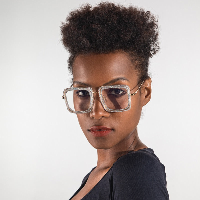 Trendy punk glasses with diamonds