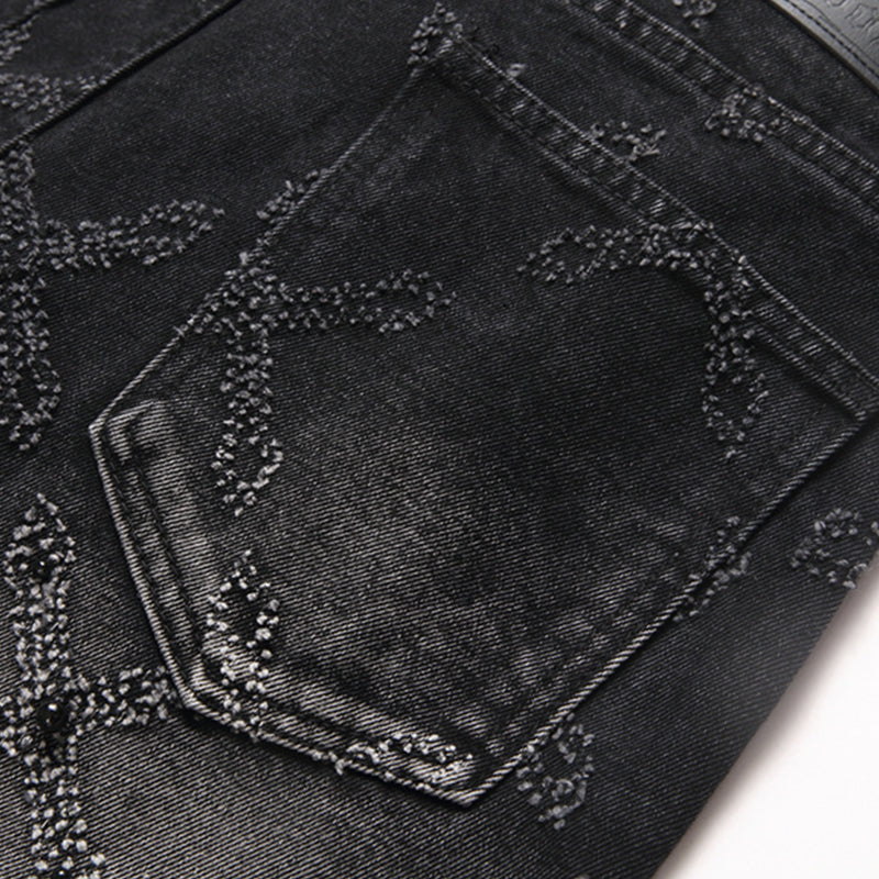 Mens Fashion Jeans Chain embroidery S8261# Pure cotton high quality