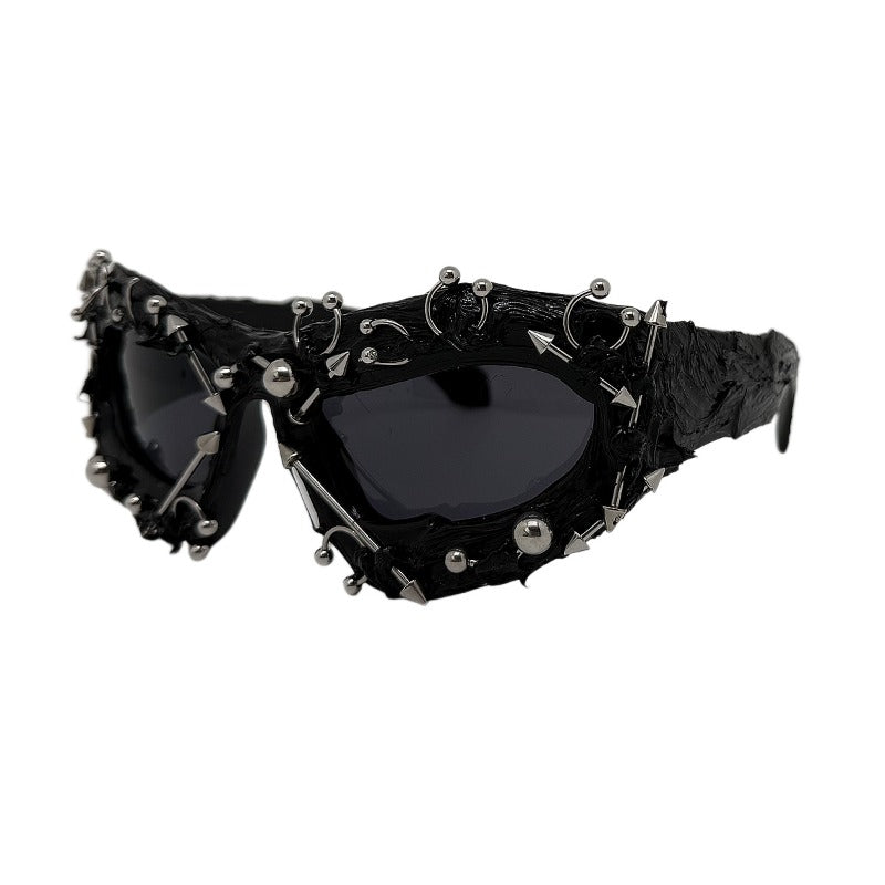 Trendy punk glasses dark uv protection