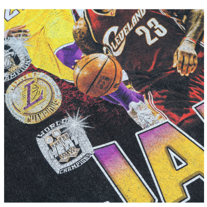 Nba T Shirt James James Basketball Printed Short-Sleeved T-shirt Loose Washed-out Distressed High-quality pure cotton comfortable and trendy clothing