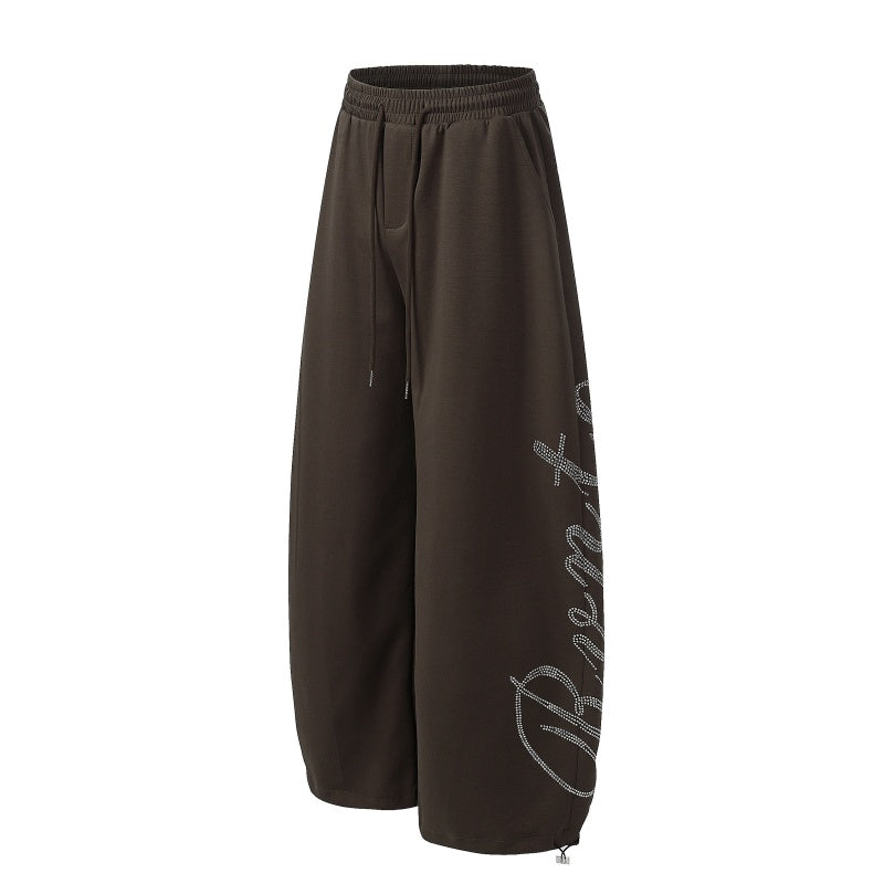 American-style streetwear harem pants Elastic Drawstring Loose Voluminous Silhouette