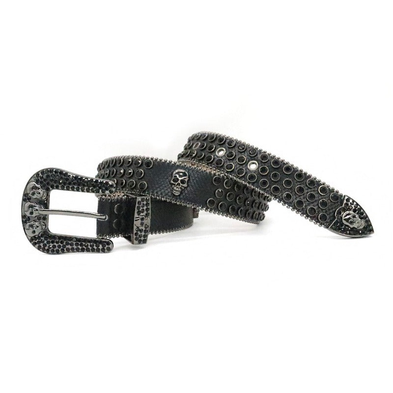Hip-hop punk rhinestone belt skull punk dark style