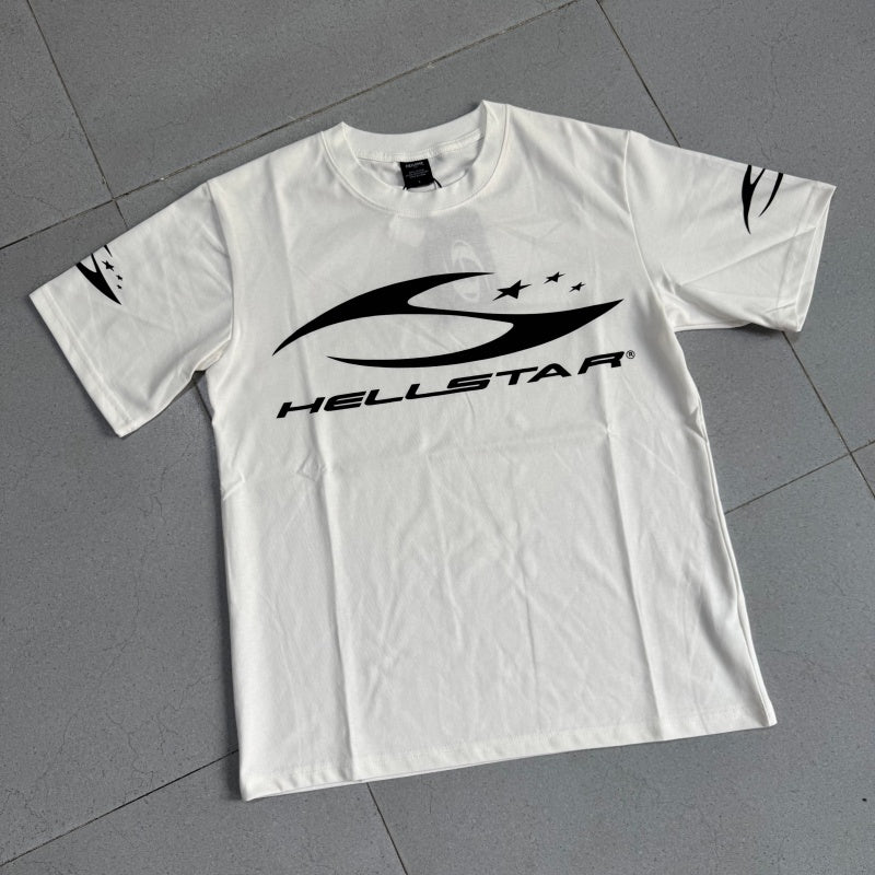 Vintage-style American T-shirt Clean White Base Angular Star Mark Print