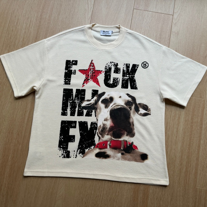 Unisex vintage T-shirt  Printed waffle fabric