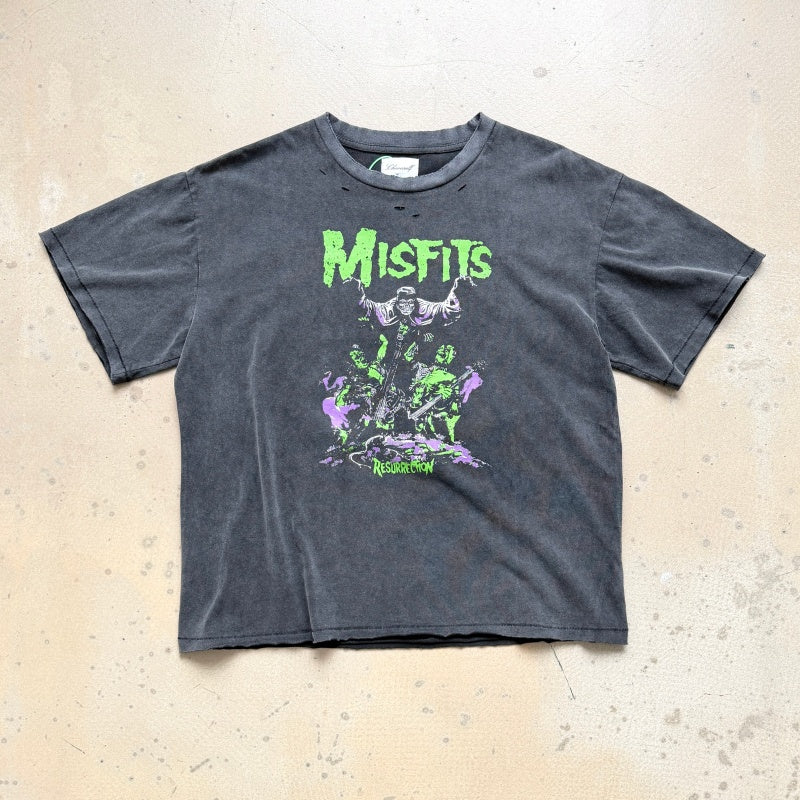 Unisex Vintage T Shirts CHOOOSELF 26SS Misfits: Resurrection Limited Edition â€?Heavyweight, Washed, Distressed & Destroyed Streetwear T-Shirt (Boxy/Cropped Punk Style)