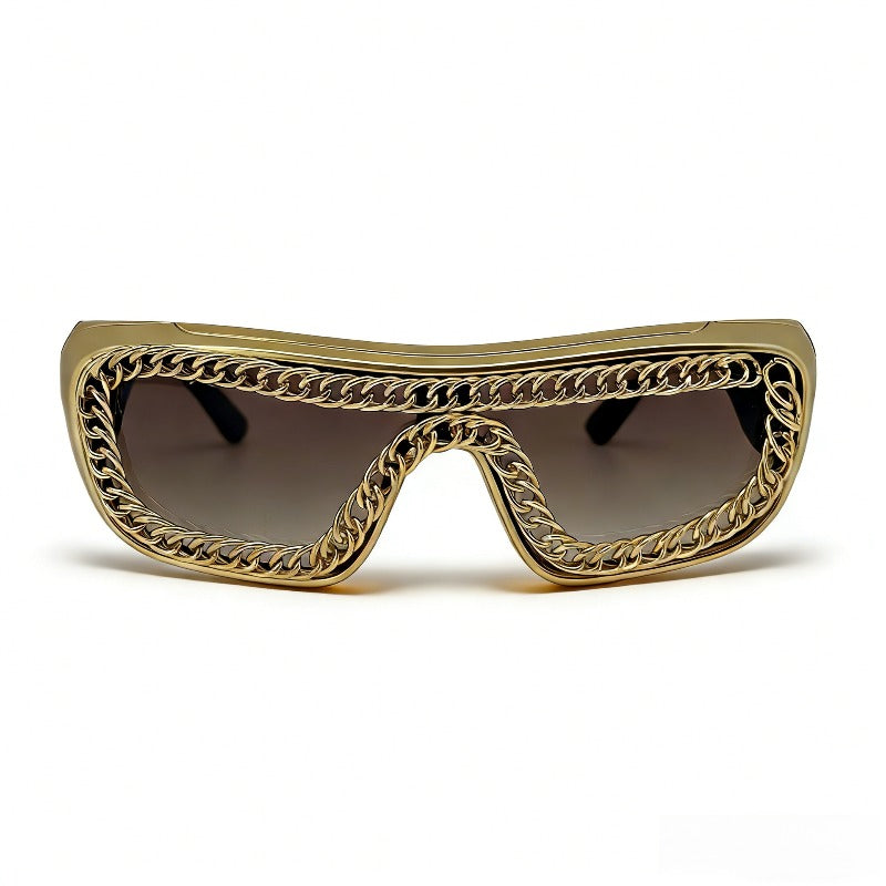 Trendy punk glasses chain decorated retro