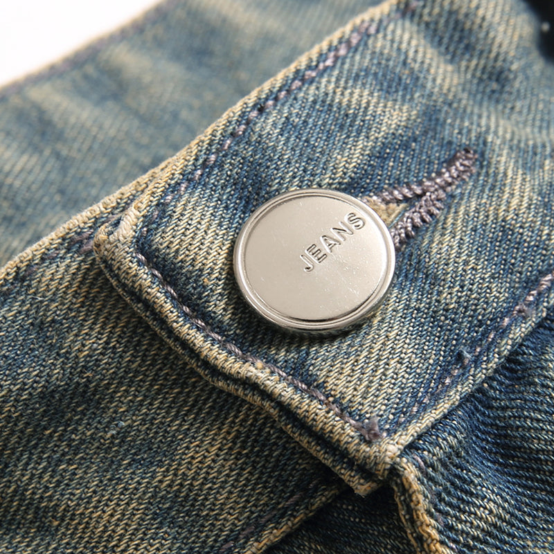 Mens Fashion Jeans Destroy embroidery thread balls 5721# Pure cotton high quality