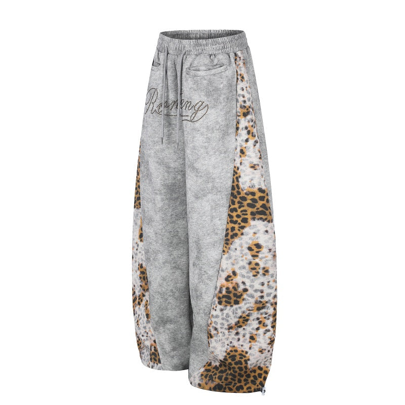 American-style streetwear harem pants Cursive Letter Print Baggy Silhouette