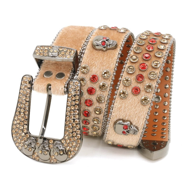Hip-hop punk rhinestone belt meneasiest for match