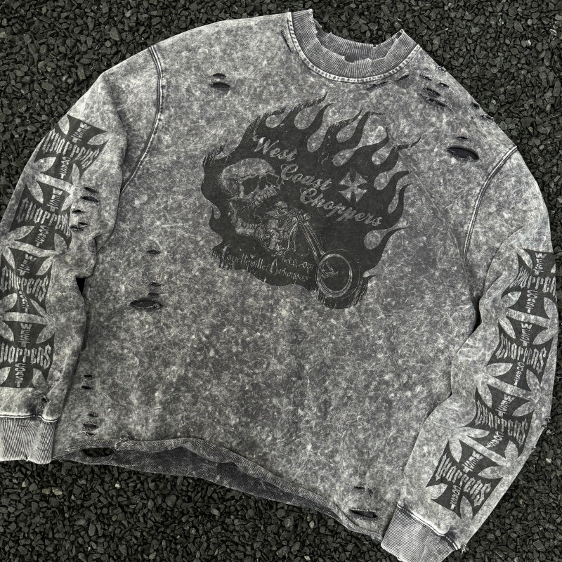 Unisex Vintage  sweatshirt West Coast CSFGANG Limited Edition Crewneck Sweatshirt â€?Heavyweight fabric with a washed, distressed finish and multiple hand-cut, distressed details.