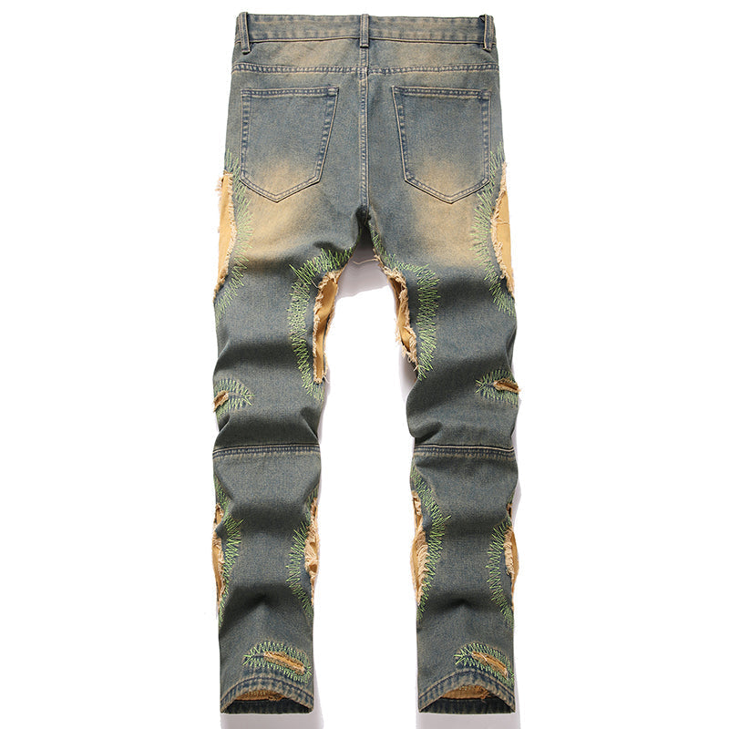 Mens Fashion Jeans Destroy embroidery thread balls 5721# Pure cotton high quality