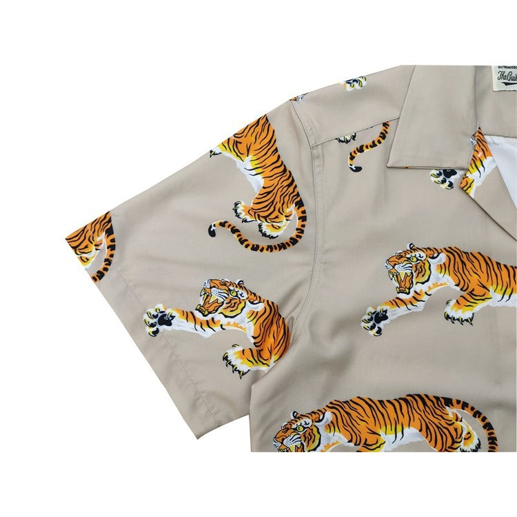 GUILTYPARTIES TIGER Shirts 22ss Limited TIM LEHI Downhill Tiger Hawaiian Short Sleeve Shirt Men's and Women's