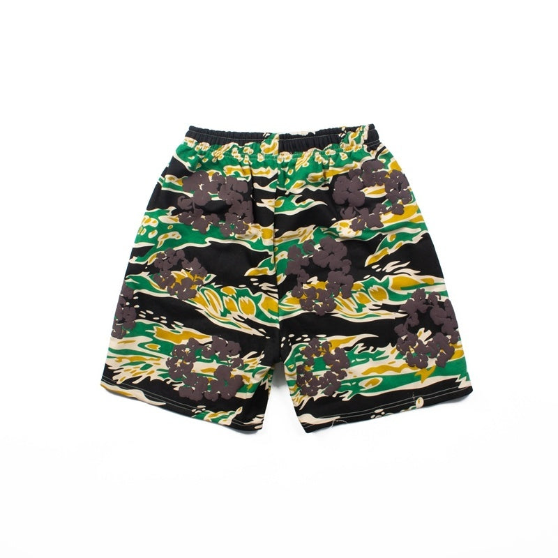 Denim Tears Shorts Y2K Heavyweight Camouflage Flower Printed Streetwear Shorts