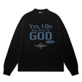ERD Long sleeved shirt  Black Loose Top Bold Blue Letter Minimal Symbol Graphic