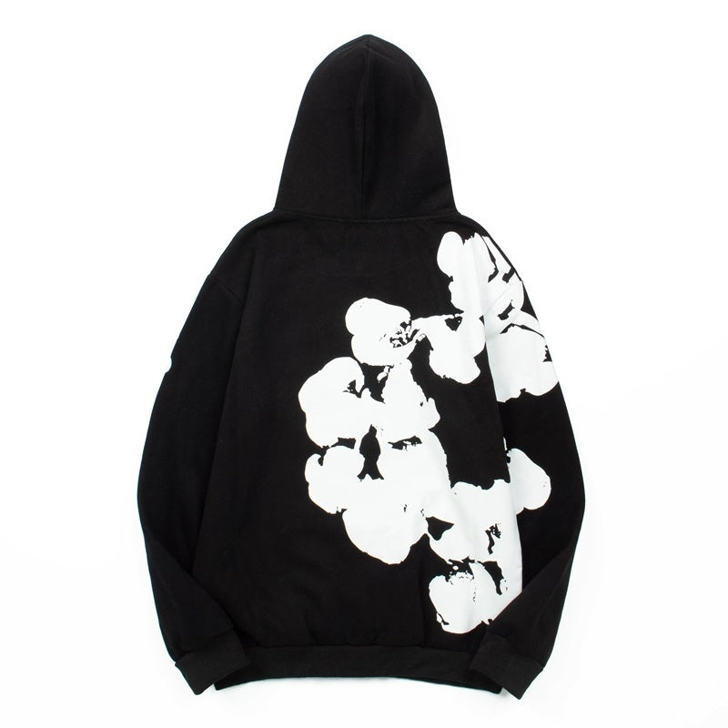 Denim Tears Hoodie Fleece Asymmetric Side Cotton Wreath Graphic Oversized Hooded