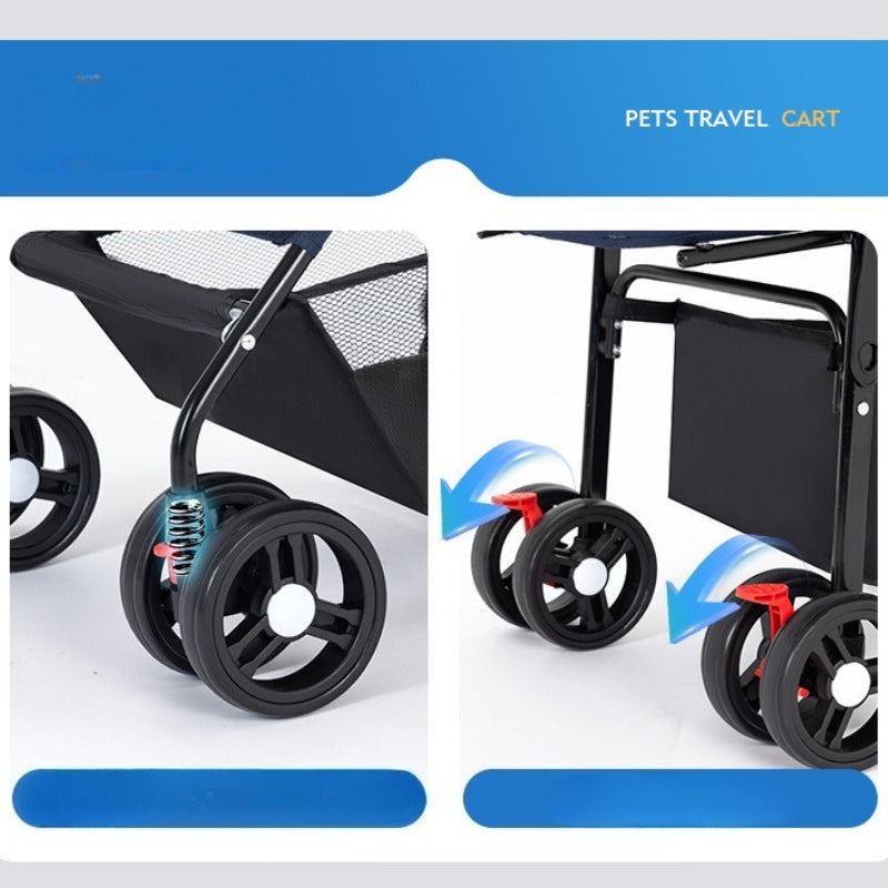 Pet Stroller 2026 Portable Pet Cart Separable Dog Cat Cat Bag Small and Medium Dogs Outdoor Out Cross Border Cart