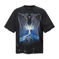 Saint Michael T Shirts Retro Destroyed Wash Giant Wings Mountain Two Characters Graphic