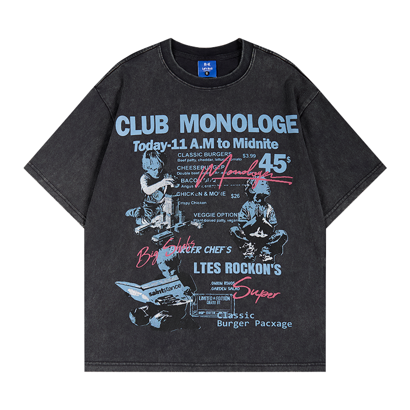 Unisex vintage T-shirts Loose-fitting vintage print