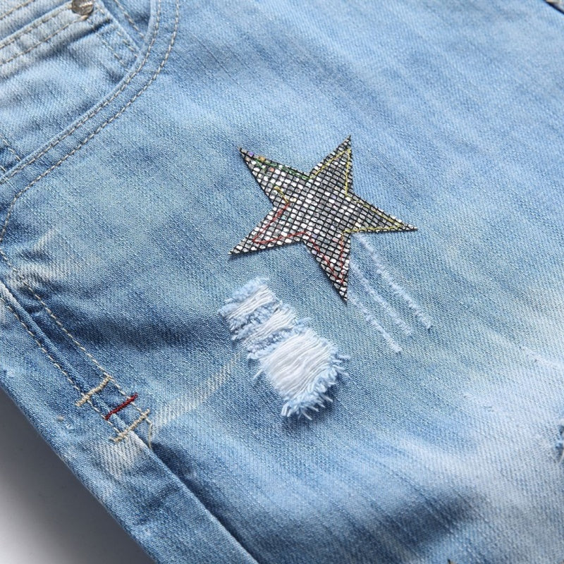 Denim shorts High-quality trendy casual pure cotton Non-stretch plus-size men's clothing