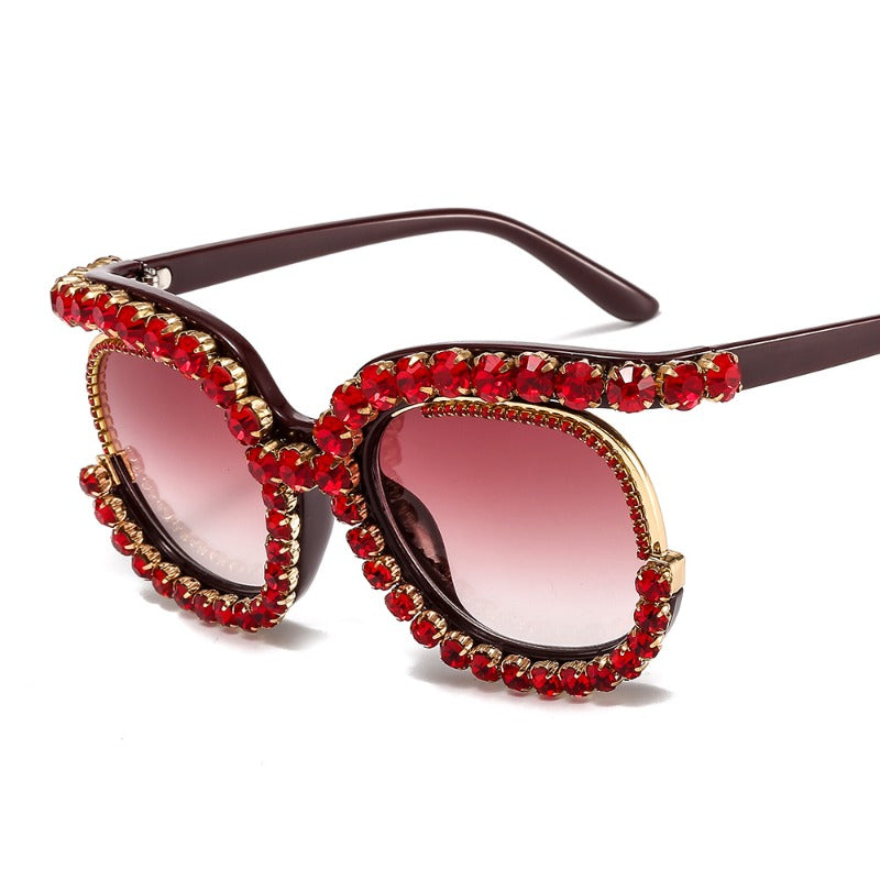 Trendy punk glasses diamond sunglasses