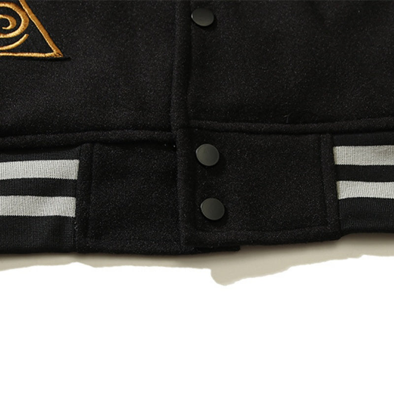 American-style baseball jacket Dries Multi-style Embroidered Animal Badge Black 8-Ball Clean Fit Style