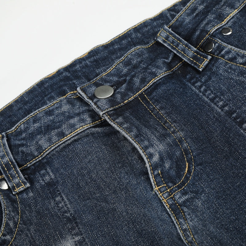 American-style streetwear harem pants Sandblasted Texture Distressed Pocket Stitch