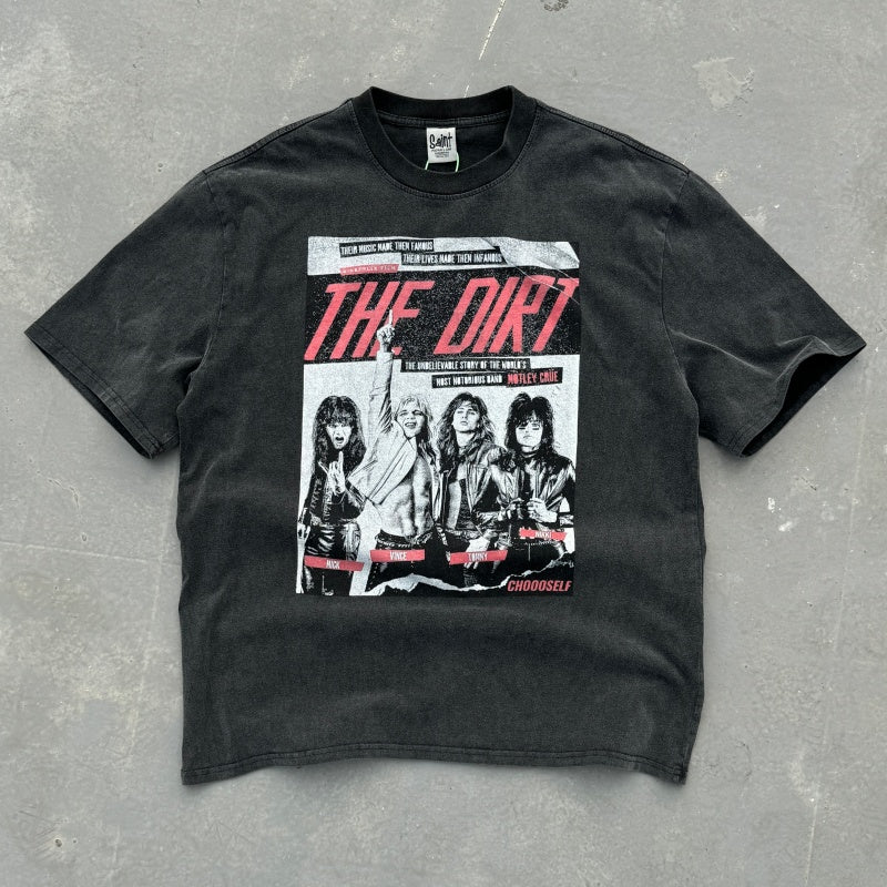 Unisex Vintage T Shirts Motley Crue THE DIRT Limited Edition T-Shirt. Features a heavyweight, enzyme-washed finish and custom heavyweight brushed fabric with a vintage feel. High-quality direct-to-garment (DTG) white ink printing for a premium look