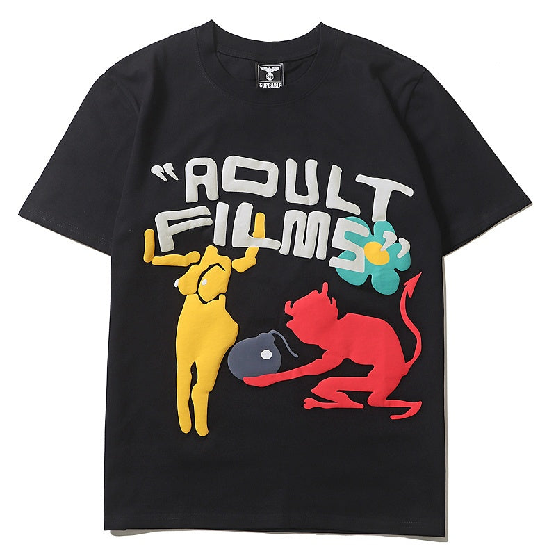 Mens T-shirt Vintage American-style Streetwear-style Kanye puff print