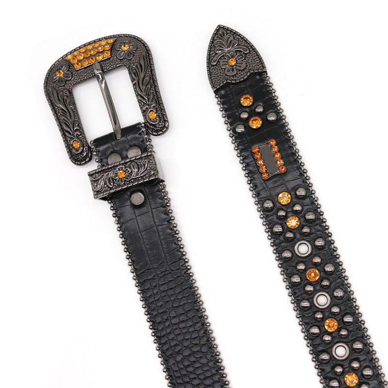 Hip-hop punk rhinestone belt punkloose