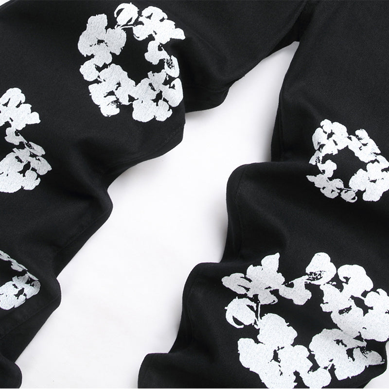 Mens Fashion Jeans White cotton flower 1322# Pure cotton high quality
