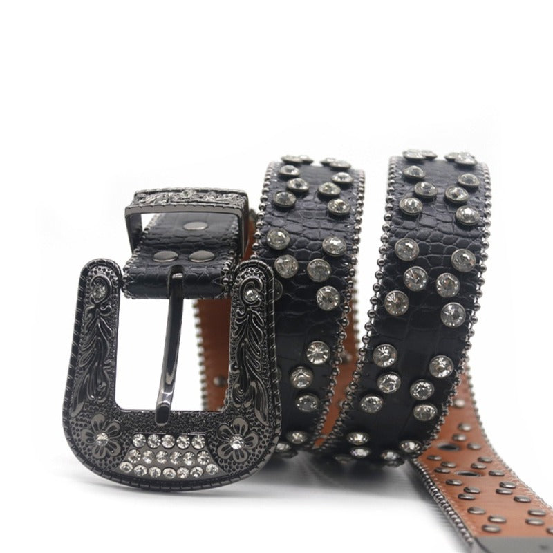 Hip-hop punk rhinestone belt dark style
