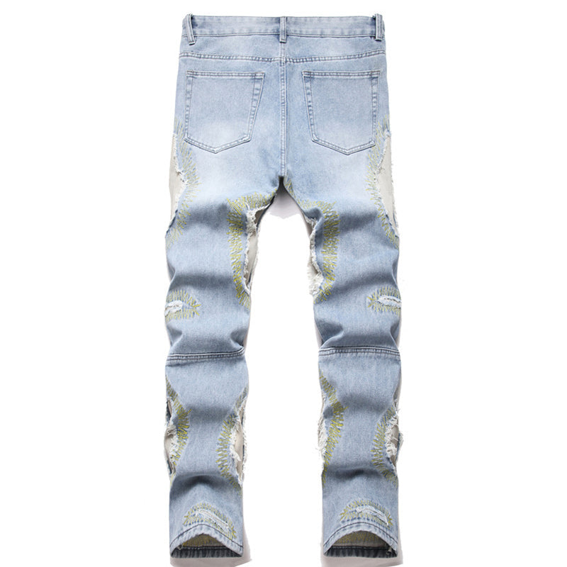 Mens Fashion Jeans Destroy embroidery thread balls 5720# Pure cotton high quality