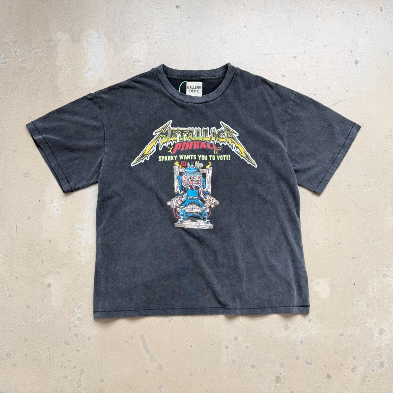 Unisex Vintage T Shirts GALLERY DEPT. x Metallica Ride the Lightning Limited Collaboration â€?Heavyweight, Distressed & Washed Boxy Punk-Style Streetwear T-Shirt