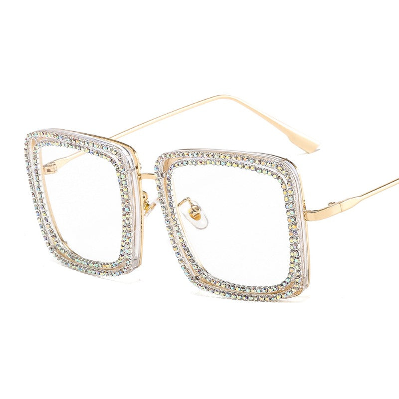 Trendy punk glasses with diamonds