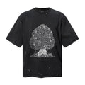 Saint Michael T Shirts Acid Washed Black Detailed Engraved Tree Village Sketch Print