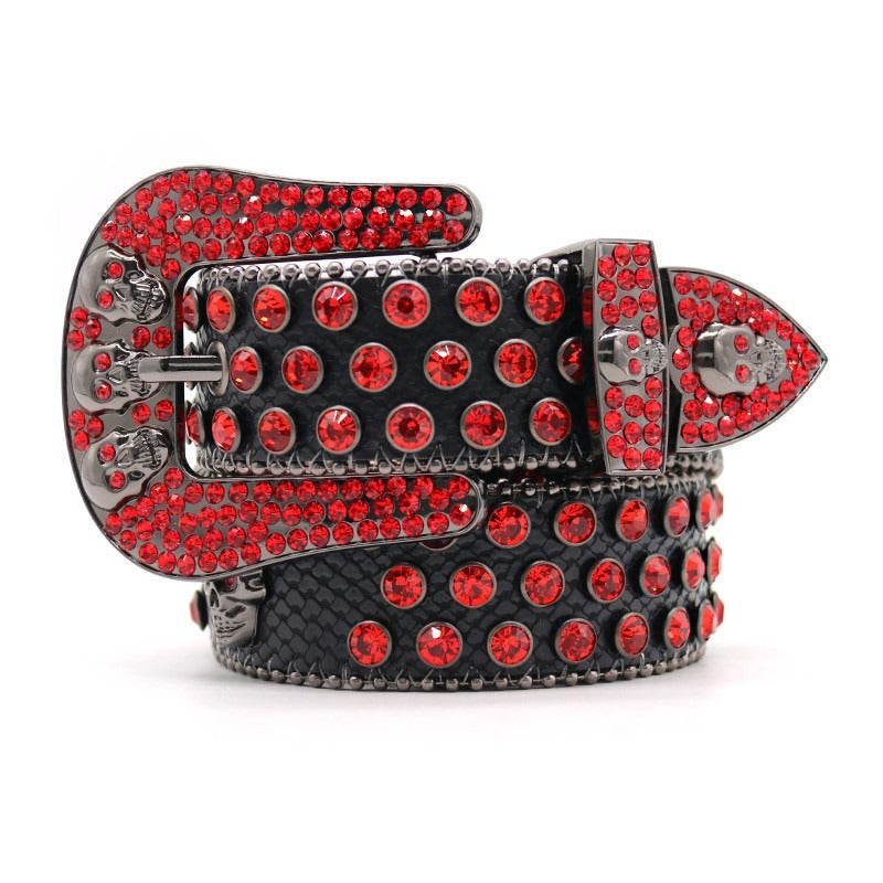 Hip-hop punk rhinestone belt skull punk full of diamonds
